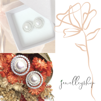 ราคา ต่างหูเงินแท้ 925 มุกน้ำจืดแท้ทรงซาลาเปา สีขาวธรรมชาติ ล้อมเพชรสวยหรู แวววาว (1379778177)