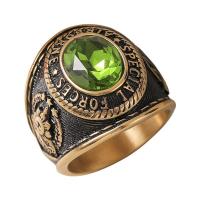 ราคา แหวนพลอยสีเขียวมะกอกสำหรับกองทัพอากาศสแตนเลสขนาด9 13 (20029268584)