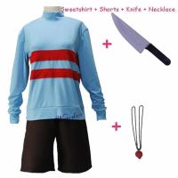 ราคา บ้านคอสเพลย์ เกมอนิเมะ Undertale Frisk Chara ชุดคอสเพลย์อีกต่อไปเสื้อสเวตเตอร์แขนยาวคอปกสูงเสื้อผ้ากางเกงขาสั้นสร้อยคอมีด (12264706099)