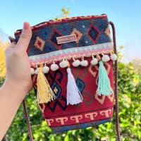 ราคา กระเป๋าสะพายข้าง พื้นเมือง งานผ้าทอ ลายอัพเดต กระเป๋าผ้าทอ กระเป๋าผ้า โบฮีเมี่ยน แต่งพู่ กระเป๋าสะพาย ขายส่ง (13258736513)