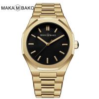 ราคา MAKAMBAKO สายเหล็กสแตนเลสผู้ชายสีดำกันน้ำควอตซ์ M 5015นาฬิกาแฟชั่นเรียบง่าย (18020044773)