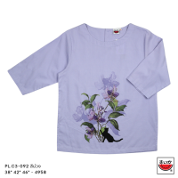 ราคา แตงโม SUIKA เสื้อแตงโม คอปาดแขนสามส่วน ผ้าคอตตอนเกาหลี พิมพ์ลายดอกไม้ PL C3 (20683511384)
