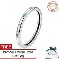 ราคา BAMOER แหวนแท้925เงินสเตอร์ลิงแหวนดาวสำหรับผู้หญิงแหวนสีเขียวเทอร์คอยสเตอร์ลิงเครื่องประดับเงินของขวัญแต่งงาน BSR240 (12343072298)