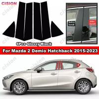 ราคา สำหรับ Mazda 2 Demio Hatchback 2015 2023 6ชิ้นประตูรถคาร์บอนไฟเบอร์มันวาวตรงกลางเสา B C ปกหลังเอฟเฟกต์กระจกตัดคอลัมน์หน้าต่างเปียโนสีดำพีซีสติกเกอร์วัสดุ (20552378909)