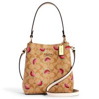 ราคา กระเป๋าสะพายข้าง COACH 1619 SMALL TOWN BUCKET BAG IN SIGNATURE CANVAS WITH WATERMELON PRINT IMR0Q สี IM LT KHAKI RED MULTI (8072894777)