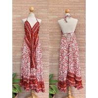 ราคา ชุดเดรสยาวสายเดี่ยวพิมพ์ลาย งานผูกหลังสไตล์โบฮีเมี่ยน (20880251955)