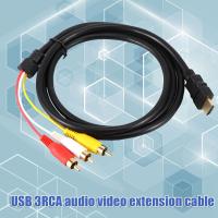 ราคา 1 5M 5Ft HD 1080P HDMI ชายถึง 3 RCA AV Audio Video Converter สายเคเบิลอะแดปเตอร์ (20058112042)