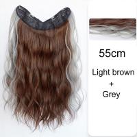 ราคา 55cmV รูปผมหยิกยาวสังเคราะห์ไฮไลท์แขวนหูต่อผมสีชมพูสีเทาสีฟ้าชิ้นเดียวที่มองไม่เห็นต่อผม (15697970720)