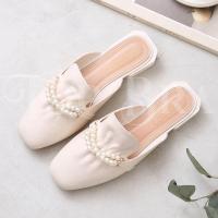 ราคา T76 รองเท้าผู้หญิง คัทชูเปิดส้น แต่งด้วยสร้อยคาดมุก สวยงามหรูหรา รองเท้าแฟชั่นผู้หญิง ส่งจากไทย (14587924403)