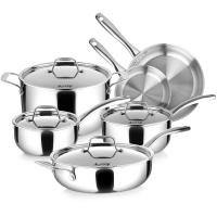 ราคา Duxtop Whole Clad Tri Ply Stainless Steel Induction Cookware Set 10PC Kitchen Pots and Pans Set (10906277727)