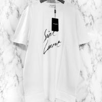 ราคา เสื้อยืดคู่รักแขนแขนสั้นคอกลมพิมพ์ลาย Saint Laurent สำหรับผู้ชายและผู้หญิงลายตัวอักษรขนาดใหญ่โลโก้ Laurent (19876151887)