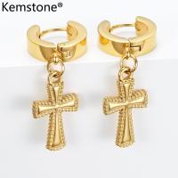 ราคา Kemstone ของขวัญเครื่องประดับต่างหูแบบห้อยไม้กางเขนของผู้หญิงทำจากสแตนเลสชุบทอง (21224071750)