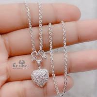 ราคา Kr silver สร้อยคอเงินแท้ 18นิ้ว พร้อมจี้เงินแท้ รูปหัวใจฝังเพชรcz (7392576655)