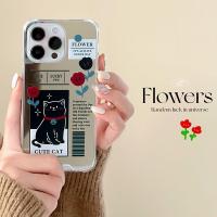 ราคา เคสโทรศัพท์กระจกแมวลายดอกไม้น่ารักสำหรับ IPhone 14 13 12 11 Pro Max XS MAX ฝาหลังนิ่ม (18387417480)