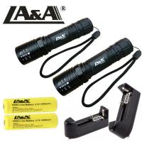 ราคา ไฟฉายแรงสูง ไฟฉาายชาร์จได้ ไฟฉายซูมได้ แถมถ่านชาร์จ แท่นชาร์จ Rechargeable Flashlight T6 8015 (10635821113)