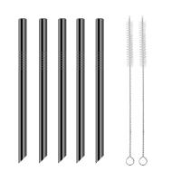 ราคา Set 7 Reusable Bubble Tea Drinking Straws Clean Brush Pointed End Bold 12mm Stainless Steel Straw Party Pearl Milkshake Cocktail Straw (13197268225)