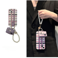 ราคา ins splicing กรณีโทรศัพท์สีม่วงลายสก๊อตสำหรับ iphone14promax หนังสีม่วงกระเป๋าใส่หูฟังจี้กรณีโทรศัพท์สำหรับ iphone13pro เพิร์ลกระเป๋าถือกรณีโทรศัพท์สำหรับ iphone12promax สายคล้องไหล่ปรับได้สำหรับ ipho