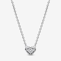 ราคา 925 Sterling Silver Heart Pendant Necklace Radiant Love Floating Stone Charm Collier Necklace Jewelry Gift For Women (21056843242)