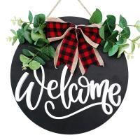 ราคา เครื่องประดับต้อนรับประตูไม้แผ่นป้ายติดประตูแขวนจี้ทรงกลมพวงมาลัยดอกไม้ประดิษฐ์ป้าย Hello ไม้แกะสลักตกแต่งประตูบ้าน DIY Decoratio (20237711677)