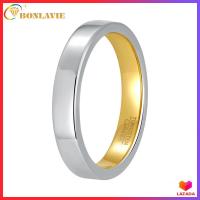 ราคา BONLAVIE 4mm Silver Tungsten Ring for Men Women Classic High Polished Replacement Wedding Bands Inside Gold Plated Engagement Promise Ring Comfort Fit Size 6 11 (10609291871)