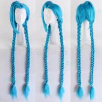 ราคา 120cm Game LOL Cosplay Jinx Wigs Women Girls Blue Long Double Ponytail Braids Heat Resistant Synthetic Hair C48X59 (20486574216)