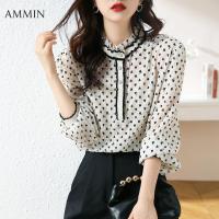 ราคา AMMIN เสื้อชีฟองพิมพ์ลายลูกไม้แขนยาวสำหรับผู้หญิงสไตล์เกาหลีสำหรับฤดูใบไม้ร่วงสไตล์แฟชั่นใหม่เสื้อชีฟองพิมพ์ลายหลวมและอเนกประสงค์สีป้องกันการกระแทกเสื้อพิมพ์ลายจุด (16569990476)