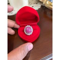 ราคา แหวนเพชรทับทิมแท้ ล้อมเพชรสวิส สวยหรู ตัวเรือนหุ้มเศษทองแท้ (14355416841)