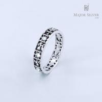 ราคา แหวนไม้กางเขน ติดพลอย เงินแท้ 92 5 รมดำ เท่ๆ แฟชั่น ดีไซน์คลาสสิค แหวนเงินแท้ 100 Major silver (10280327065)