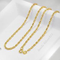 ราคา สร้อยคอเงินแท้ 92 5 Italy ชุบทอง 24k ลายปล้องอ้อยตัดลาย SS Slide (19760147370)