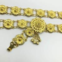 ราคา Vintage jewelry antique jewelry set Isaan flower belt Lanna Thai series antique silver gold buckle (7493223591)
