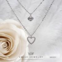 ราคา สร้อยคอพร้อมจี้ ลายหัวใจ Heart 2ชั้น ฝังคริสตัลแท้ ขนาดเล็กเหมาะ เครื่องประดับ สร้อยคอ NK051 ValueJewelry (9538639511)