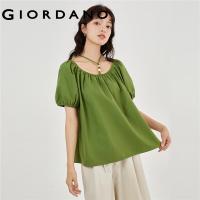 ราคา GIORDANO Women Blouses Off Shoulder Halter Tops Short Sleeve Gentle Simple Chic Fashion Puff Loose Casual Blouses 18343208 (19735391301)