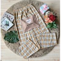 ราคา ชุดเข้าเซ็ท เกาะอกวินเทจ กางเกงลายสก็อตขายาว (19496825291)