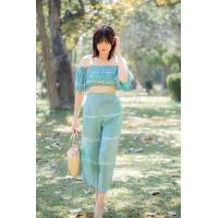 ราคา ชุดเซ็ทผ้าฝ้ายมัดย้อมเกาะอกพร้อมกางเกง (17683272883)