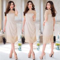 ราคา ชุดไปงาน ชุดออกงาน เดรสผ้าซาตินวาเลนติโน่ Satin valentino สไตล์เรียบหรูแต่งลูกไม้ ผ้านิ่มใส่สบาย มี size M 4XL (11200877910)