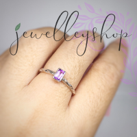 ราคา แหวนเงินแท้ พลอยแท้ หน้าพลอยสี่เหลี่ยม (10842817902)