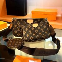 ราคา LV กระเป๋าหนังแท้ใหม่สำหรับผู้หญิงริบบิ้นกระเป๋า Mahjong เพรสบายิคกระเป๋าโซ่หนังแท้แบบสามในหนึ่ง (19309078658)