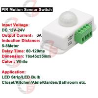 ราคา DC 12V 24V 8A Automatic Adjustable PIR Motion Sensor Switch IR Infrared Detector Light Switch Module for LED Strip Light Lamp (19873168246)