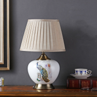 ราคา โคมไฟตั้งโต๊ะตกแต่งโถงนิทรรศการห้องนั่งเล่นสไตล์วินเทจสไตล์ยุโรปเรียบง่ายโคมไฟหัวเตียงอบอุ่นห้องนอนแบบอเมริกันโคมไฟตั้งโต๊ะเซรามิค (18975585483)