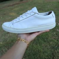 ราคา ส่งฟรี 8US 41Eu 26cm รองเท้า Common PROJECTS WHITE RETRO LOW SNEAKERS ITALY Pre owned Authentic (21225284201)