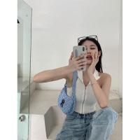 ราคา H H พร้อมส่ง เสื้อกล้ามไหมพรมคอเต่า ดีเทลซิปด้านหน้าผ้าร่องใส่สบาย J157 (18007787518)
