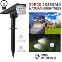ราคา ILT ไฟโซล่าเซลล์ ประหยัดไฟฟ้า 20LED Adjustable Solar Spotlight Solar Garden Light IP65 Super Bright Landscape Wall Light Outdoor Light 6000k Solar Lamp เลือกได้4สี (8989817592)