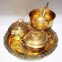 ราคา ชุดทองเหลืองหม้อแกง 5 นิ้วฝาปิด ตอกลาย วางบนถาดลายองุ่น13 นิ้วครึ่ง ชุด Premium (9487484169)