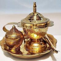 ราคา กระถางจุดกำยานทองเหลืองถาดรอง ตอกลาย (7787768621)