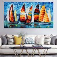 ราคา เรือใบบนผ้าใบพิมพ์ลายภาพวาดสีน้ำมันทันสมัยบนทะเลศิลปะบนผนังโปสเตอร์ภาพเขียนแนวแอบสแตรกสำหรับ0717 (19739270497)