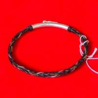 ราคา กำไลหางช้างดำผสมหงอกแท้ ถักลายกระดูกงู ข้อต่อเงินเเท้ (12497453114)