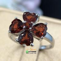 ราคา แหวนหัวใจ แหวนโกเมน แหวนเงินแท้ ชุบทองคำขาว พลอยโกเมนแท้ YTG 8522 (17405642719)