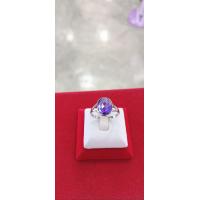 ราคา แหวนเงินแท้พลอยสีม่วงอเมทิสเงินแท้ 92 5 ชุบทองคำขาว (19193416794)
