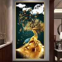 ราคา ภาพวาดผ้าใบรูปกวางสีทองสมัยใหม่รูปดอกไม้สีทองแบบหรูหราสำหรับการตกแต่งภายใน ไม่มีกรอบ (19001356870)