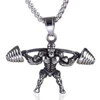 ราคา แฟชั่นเก้าฟิตเนสDumbbellจี้เหล็กไทเทเนียมกีฬาผู้ชายสร้อยคอ (6523404381)